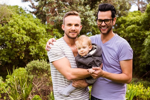 Two dads with child