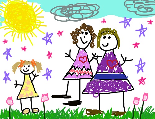 Child's picture with two mums