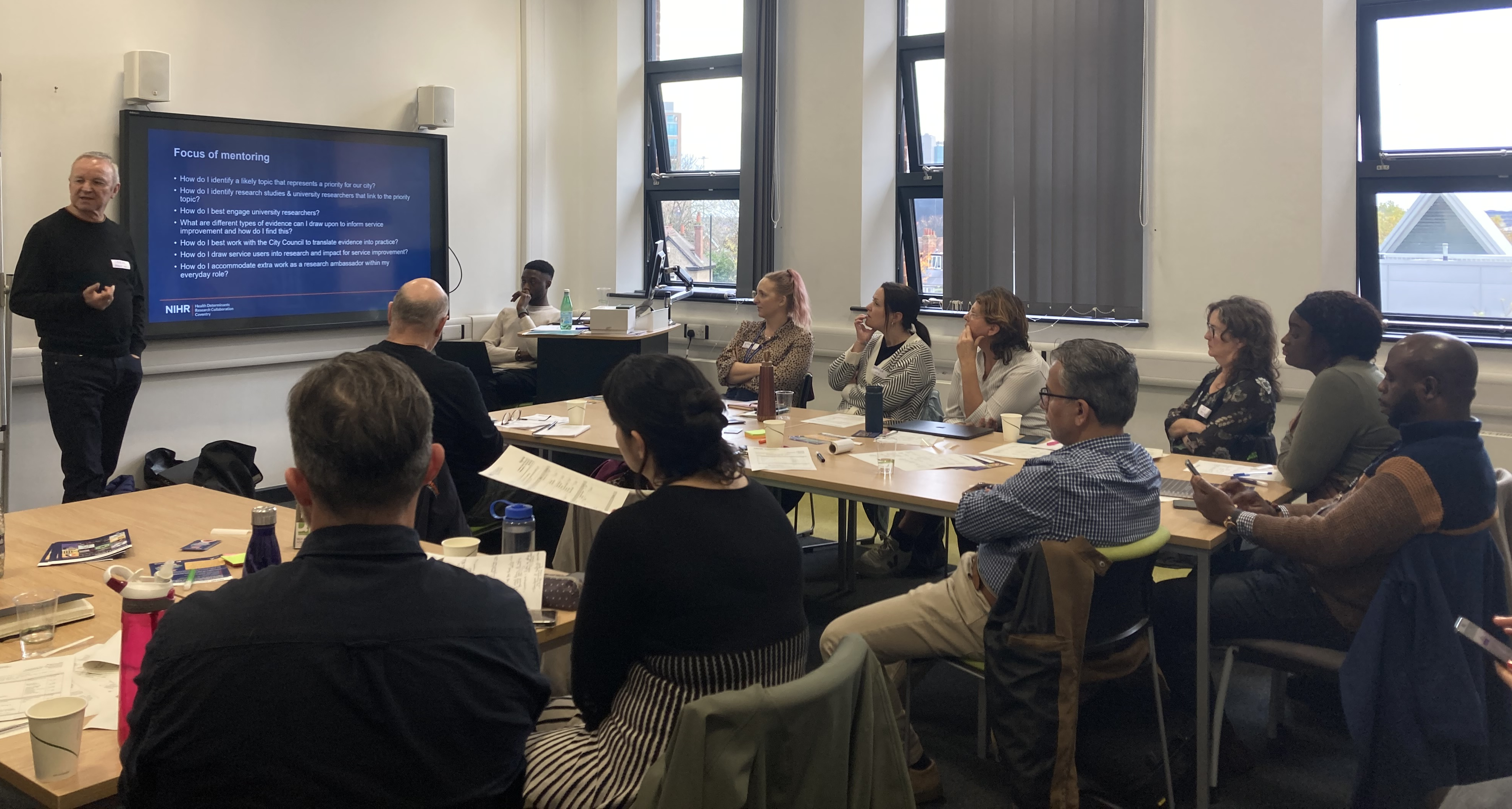 A diverse group of VCSE Research Ambassadors and Coventry HDRC collaborators attending a Workshop organised by the Coventry HDRC.