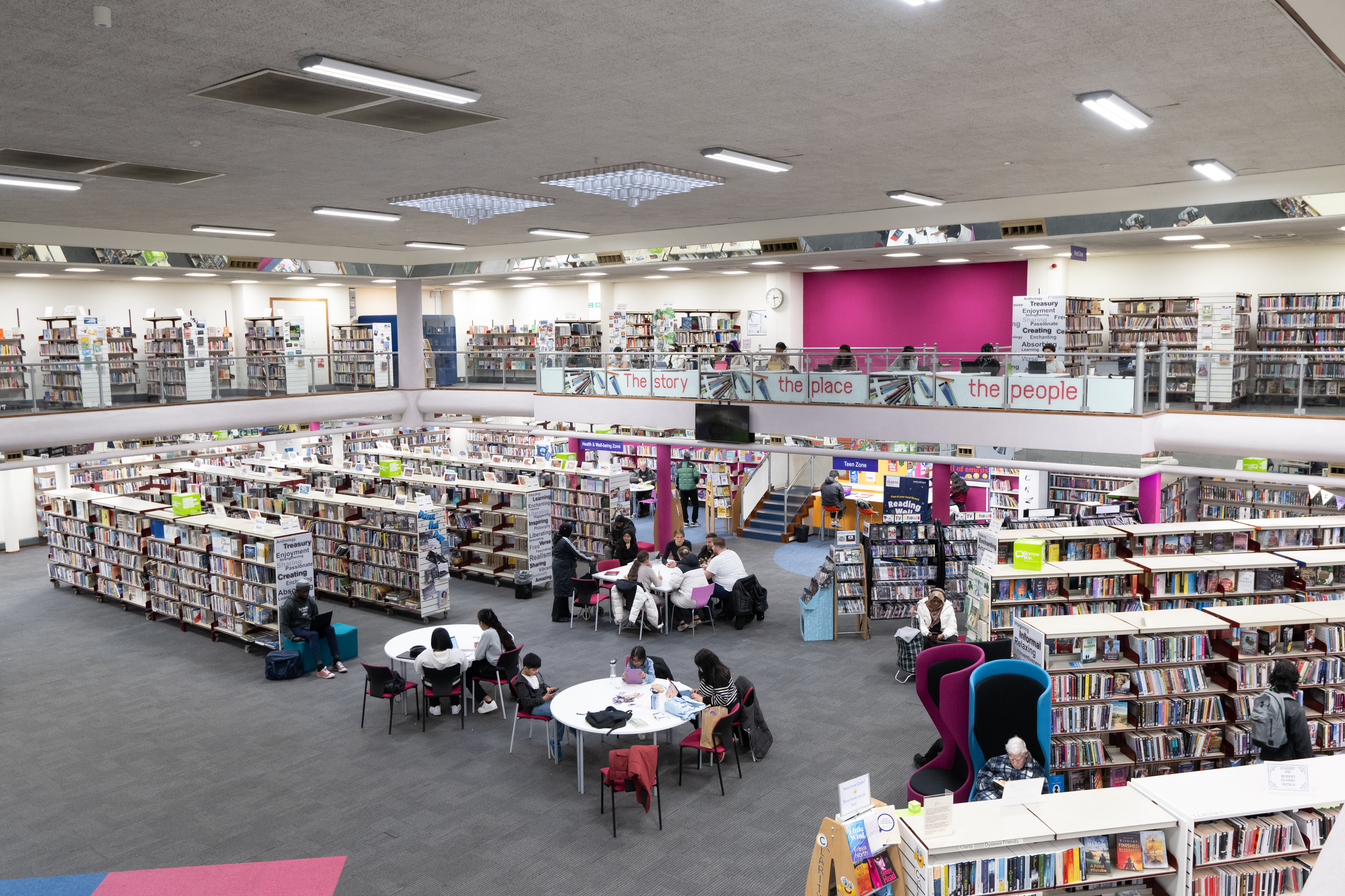 Photo inside Central Library promoting National Poetry Day