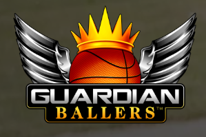 The Guardian Ballers logo. A basketball with a golden crown and a pair of silver wings.